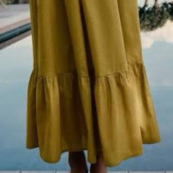 ZARA Mixed Beaded Crochet Lace Dress Halter Backless Khaki Midi-Maxi Dress - Picture 9 of 10